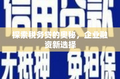 鹿城探索税务贷的奥秘，企业融资新选择